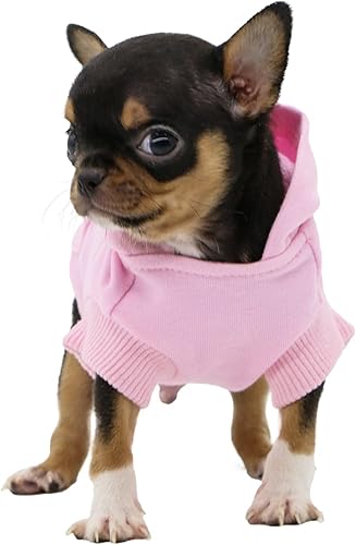 Miniatura 2 de LOPHIPETS Sudaderas con capucha de algodón para perros pequeños, chihuahua, ropa para cachorros, abrigo para clima frío, color rosa, XXS