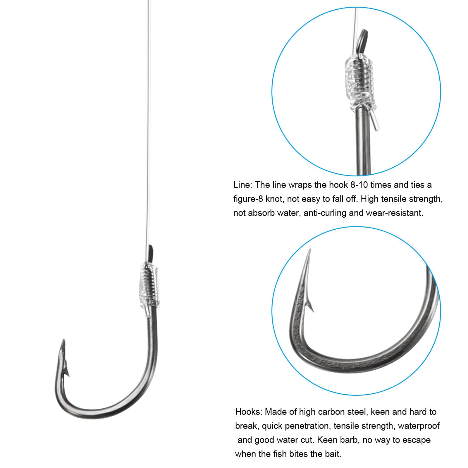 PATIKIL 4# Small Fishing Hooks with 45cm Line - Image 4
