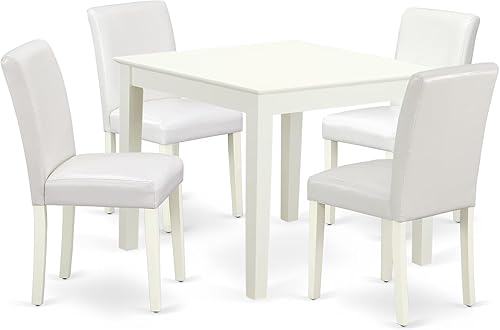 Miniatura 16 de East West Furniture OXAB5-MAH-72 - Juego de mesa de comedor moderna de 5 piezas, incluye una mesa cuadrada de madera y 4 sillas de comedor Parson de