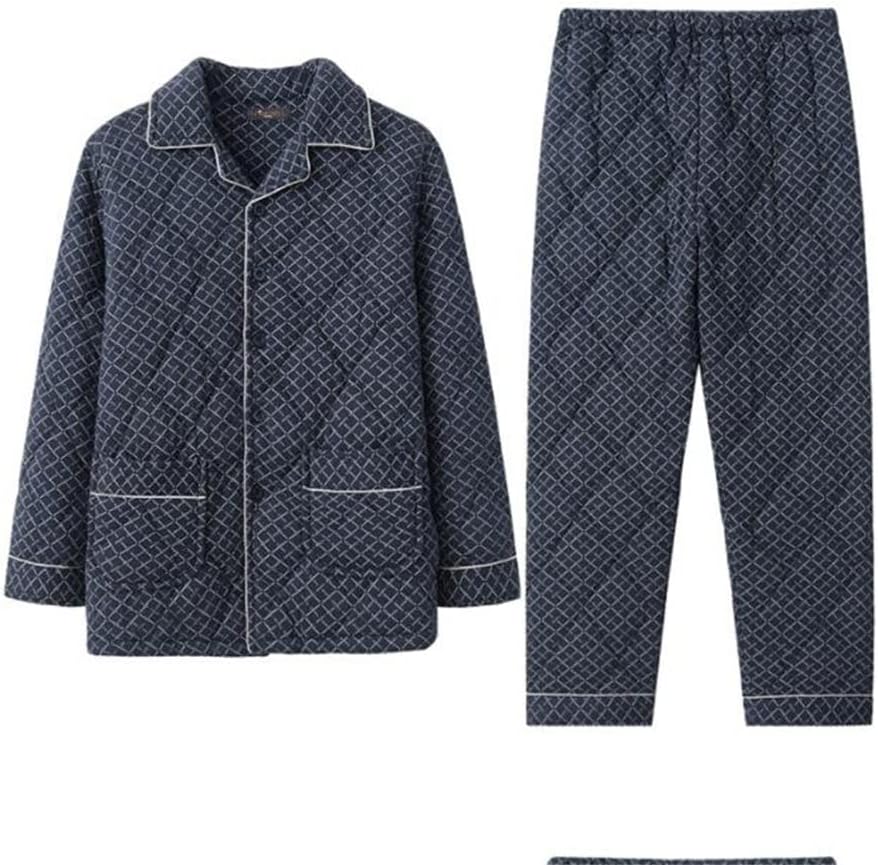 Quilted Men's Pajamas Autumn And Winter Thickened Padded Suit Three-layer Home Service Men