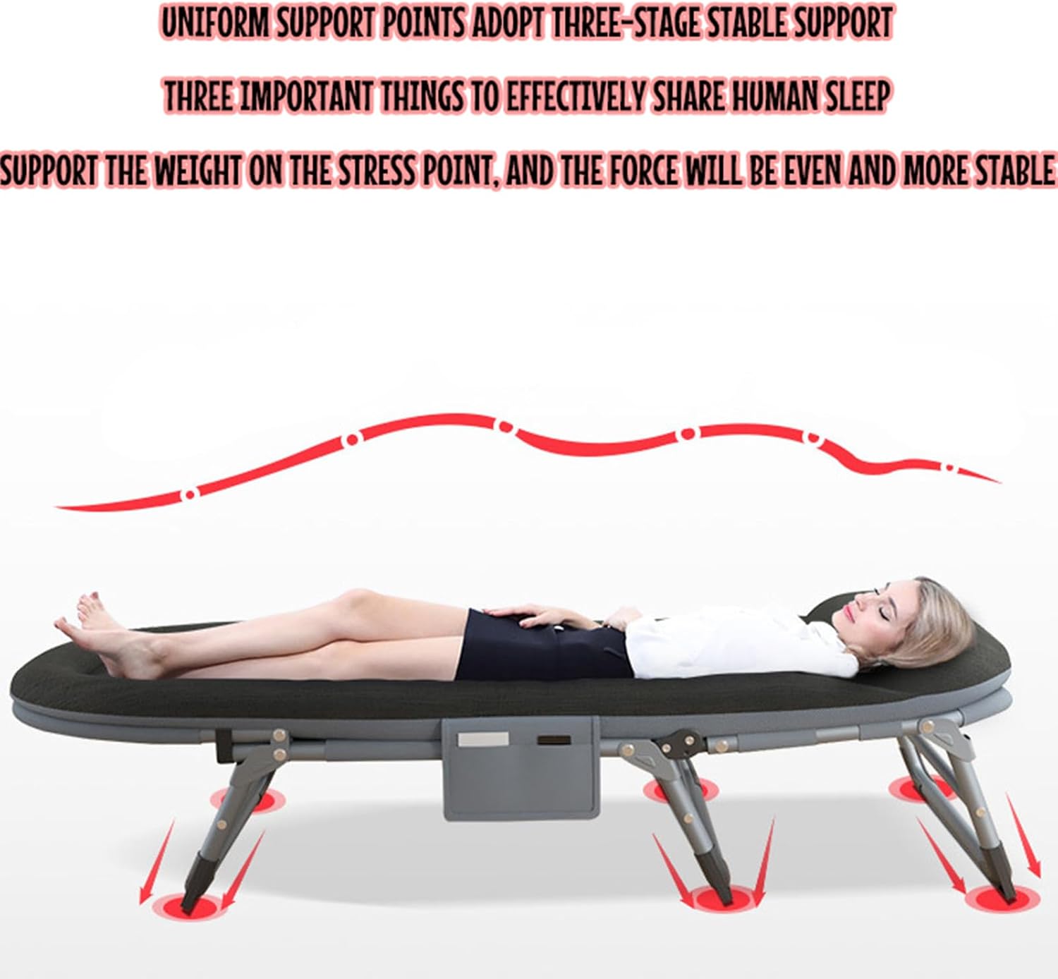 Folding Camping Cot for Adults Sleeping, 5-Position Folding Chaise Lounge Chair, Camping Cot, Outdoor Portable Lounge Chair Sleeping Cots Bed, Outdoor and Indoor,A