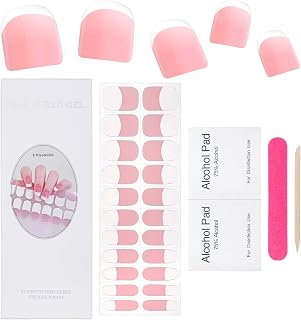 Semi Cured Gel Nail Strips French Tip, White Classic French Wraps with Clear Base, UV Light Required for Salon Quality
