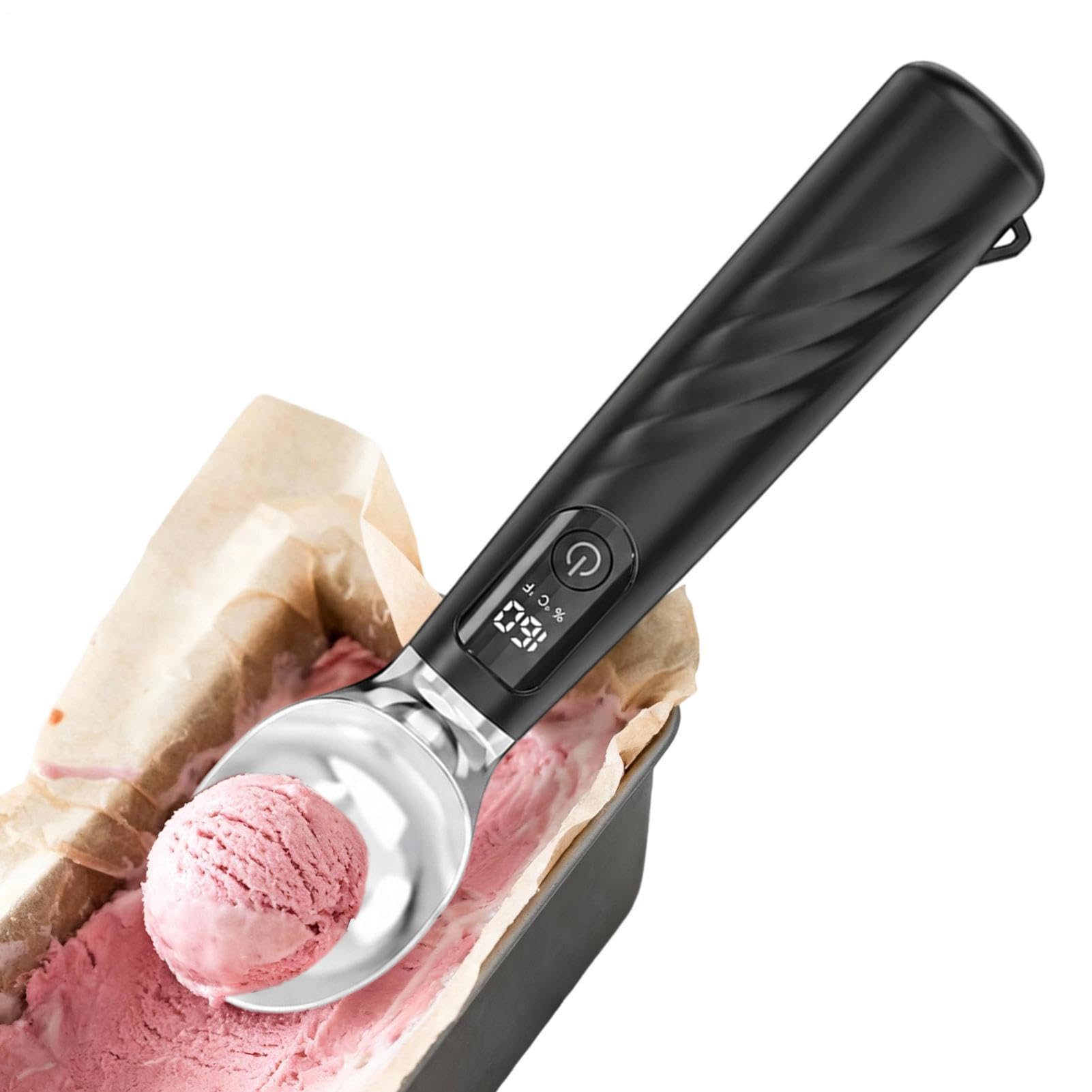 Cuillère à glace chauffante anti-adhésive rechargeable avec batterie amovible