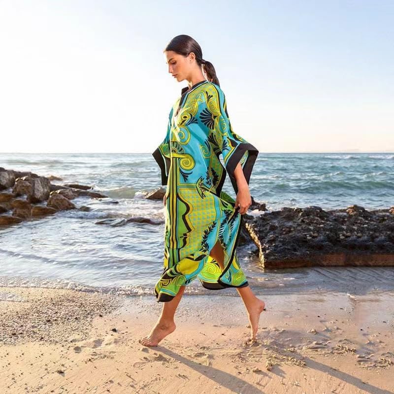 Printed Satin Silk Casual Wear Kaftan for Women,Boat Neck Silk Caftan Dress, Kaftan for Woman,Maxi Long Dress Gift for Kaftan