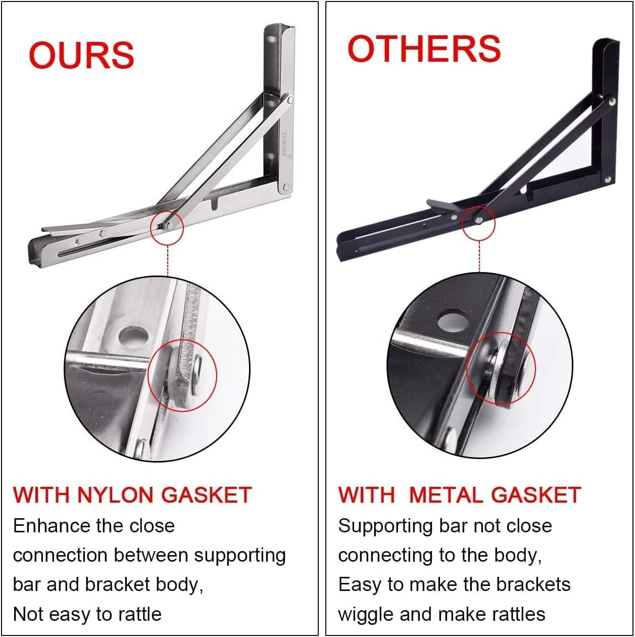Foldable Stainless Steel Shelf Brackets - Save Space! -6 Foldable Stainless Steel Shelf Brackets - Save Space! -6