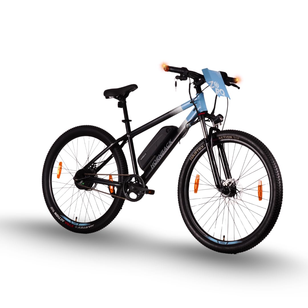 Hornback Zorq EV Electric Cycle, Volt Blue, 29 Inch | 250W BLDC Motor | 10.4Ah Battery | 60km Range | 100mm Suspension | USB Display | E-Bike for Men & Women-image-8
