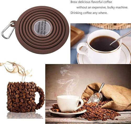 Miniatura 7 de Gotero de café plegable para verter sobre café, cafetera reutilizable de silicona, cafetera sin papel, apta para lavavajillas, mosquetón para