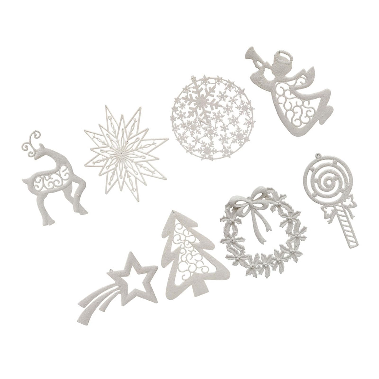 Pendentifs d'arbre Noël Morain lot de 8 suspensions colorées et scintillantes assorties