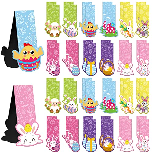 LANMOK 48 Stück Ostern Magnetische Lesezeichen Osterhase Magnetlesezeichen Kinder Ostergeschenke Magnet Seitenclips Markierungen Lesezeichen Schüler Lieferungen zum Lesen (12 Stile) Cover