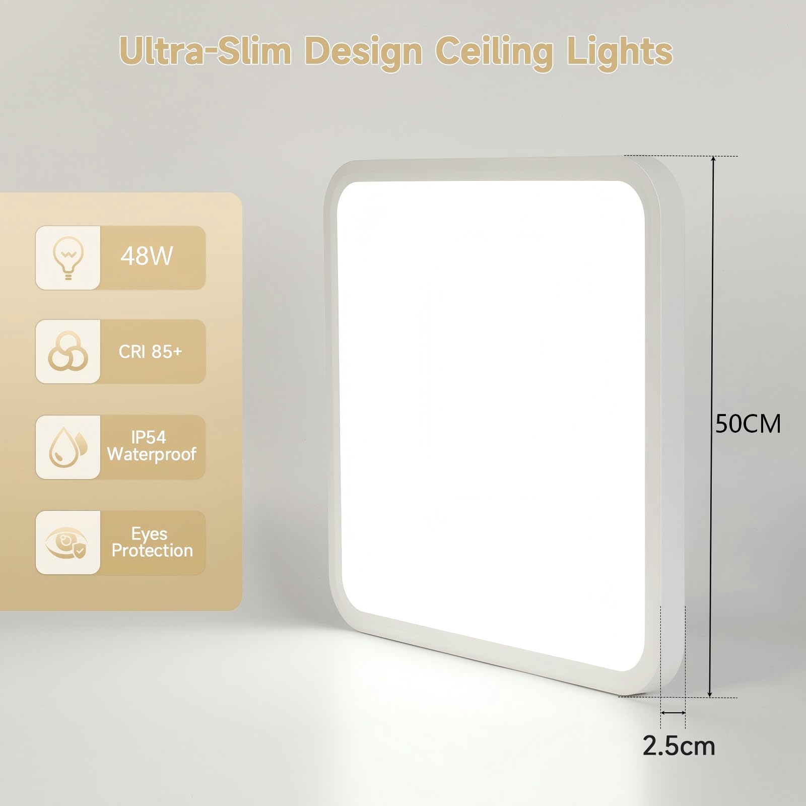 OTREN Lampa sufitowa LED ściemniana 50 cm, biała 3000-6500 k