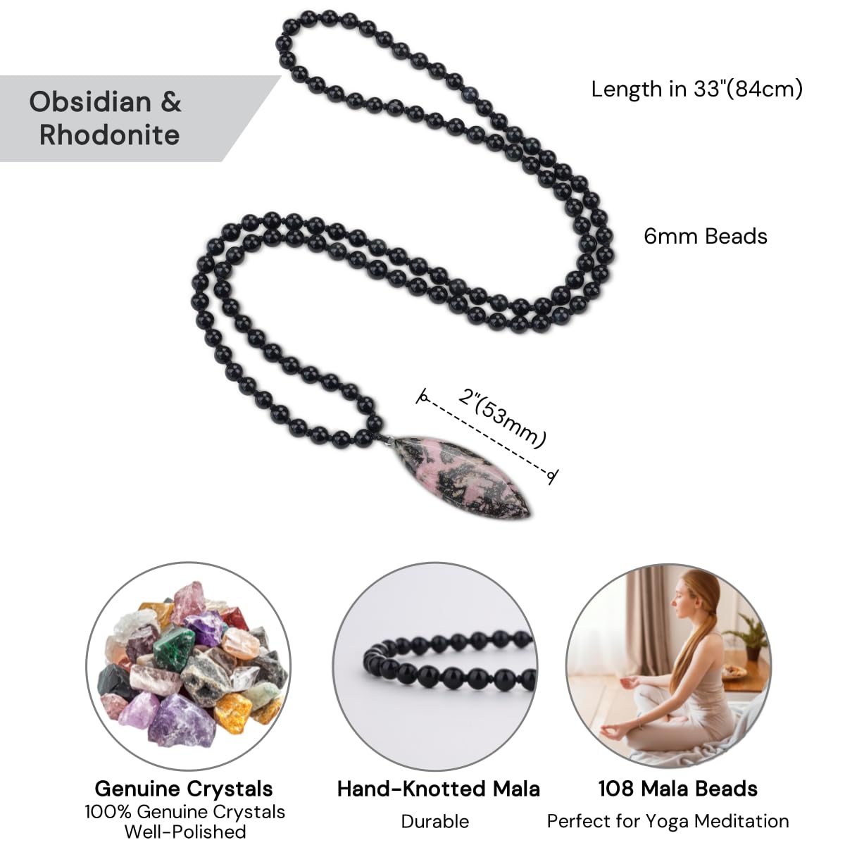 COAI Collier Mala 108 Perles Pierre Femme Homme
