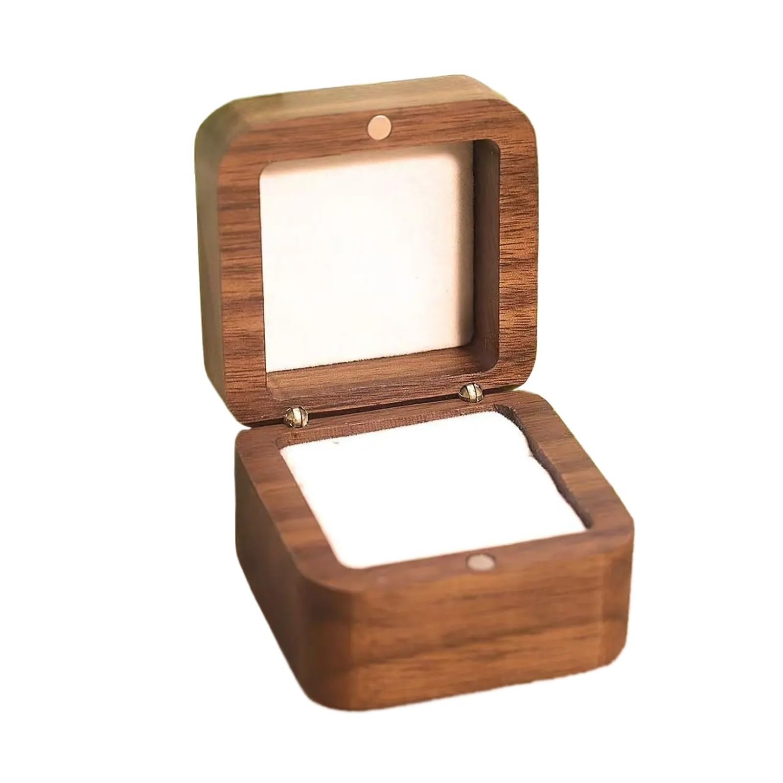 WWYYZAYC Wooden Ring Box Wedding Proposal Walnut Wood Bearer Engraved Holder(White-2slot)