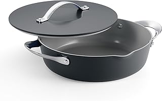 Tramontina Fiora 4.25-Quart Multipurpose Ceramic Non Stick Cooking Pan with Lid, Gray