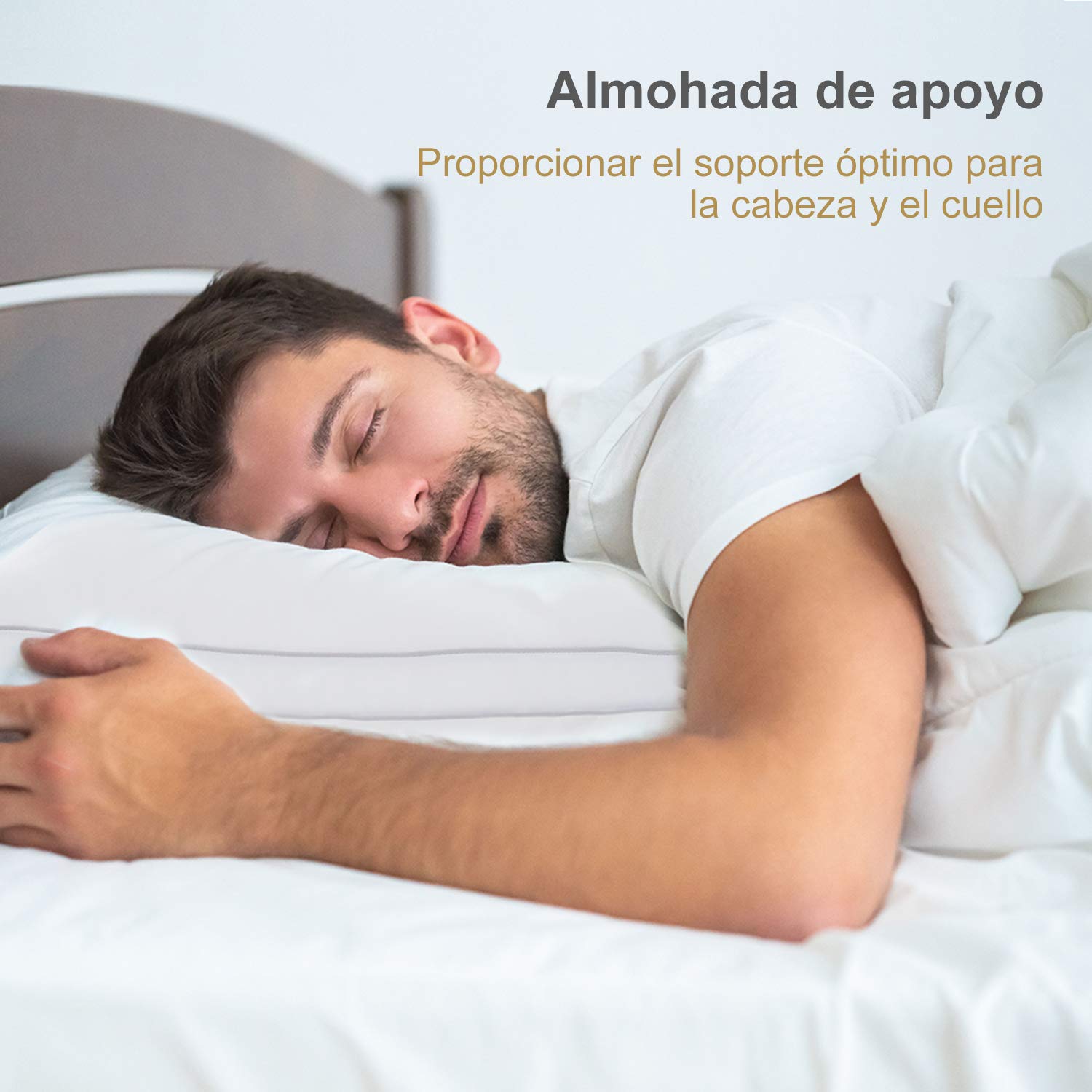 Almohadas De Fibra 3D BedStory - Pack De 2, 60x60 Cm, Gris, Antiácaros, Lavables, Certificado Oeko-Tex