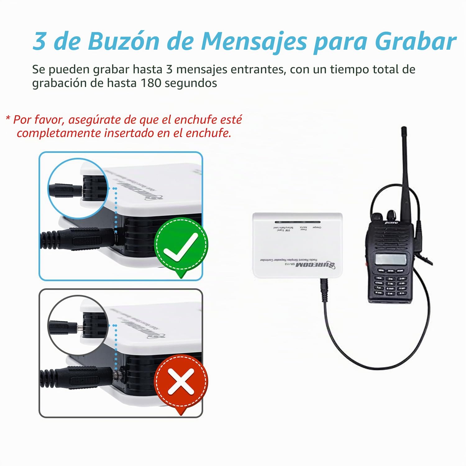 Mcbazel Surecom SR-112 - Mando de repetición de radio de banda cruzada con cable K Plug 46-K para Kenwood Baofeng PUXING WOUXUN QUANSHENG