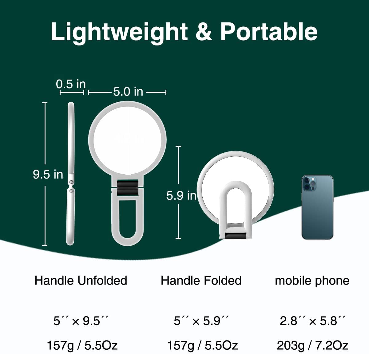 AUIAU 1x 15x Magnifying Handheld Mirror, Travel Makeup Mirror with Handle, Double Side Hand Makeup Mirror with Foldable, Portable Travel Makeup Mirror for Women(White) : Beauty & Personal Care