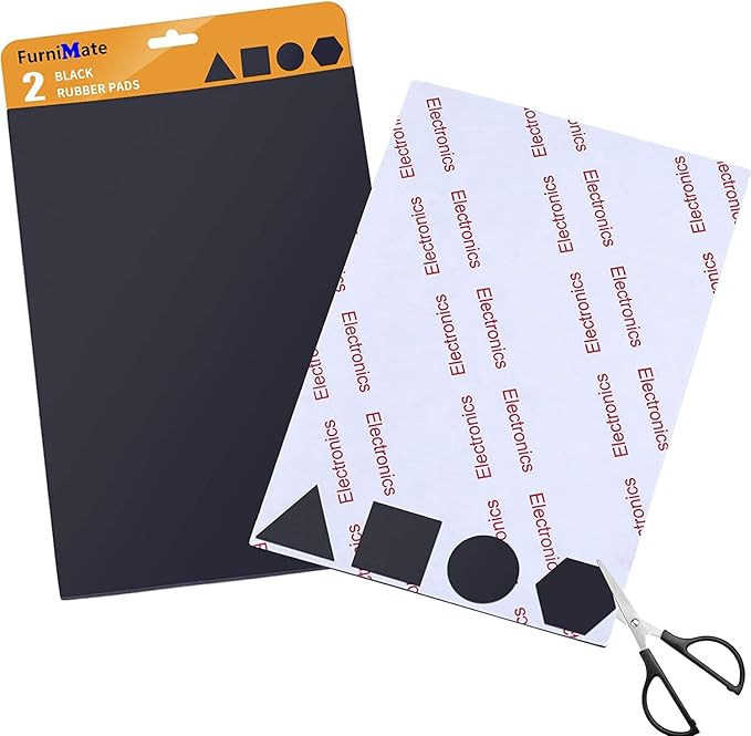 Rubber Pads Self StickNon Slip Pad, Sticky Rubber Pads, Rubber Sticker 2 Pieces Black, Non Skid