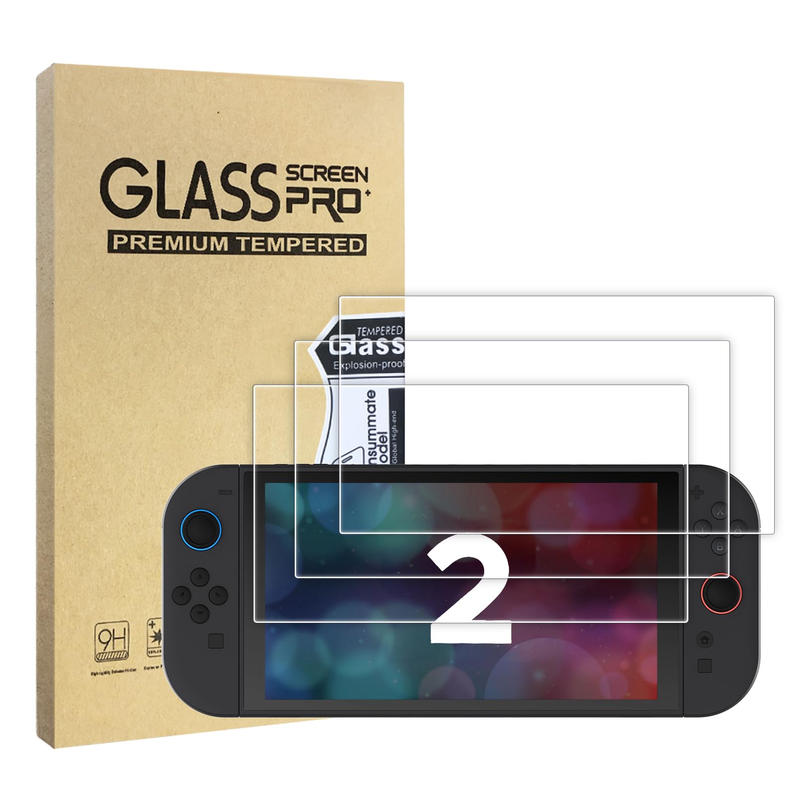 WD&CD 3 Pack Protectores de Pantalla Compatible para Nintendo Switch 2, Película Protectora de Vidrio Cristal Templado【Alta Definicion】【Anti Scratch】【Anti Bubble】