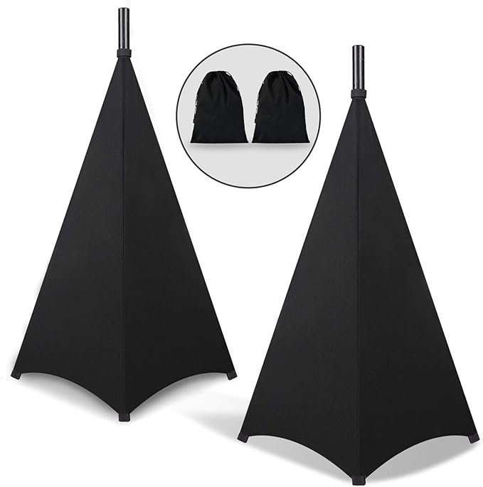 Dofilachy Speaker Stand Cover-DJ Bag with 360 Degree Cover, Speaker Tripod Scrim Cover for Speaker/Lighting with Free Travel Bag (Two Pack-Black)