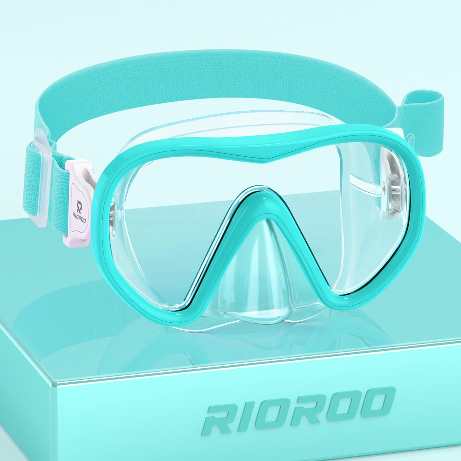 RIOROO Kids Snorkel Mask with Fabric Strap, Swimming Goggles for Boys Girls Youth, Diving Mask with Nose Cover, 180° Panoramic HD, Anti-Fog and Anti-Leak kids swim goggles for 4-16 Years
