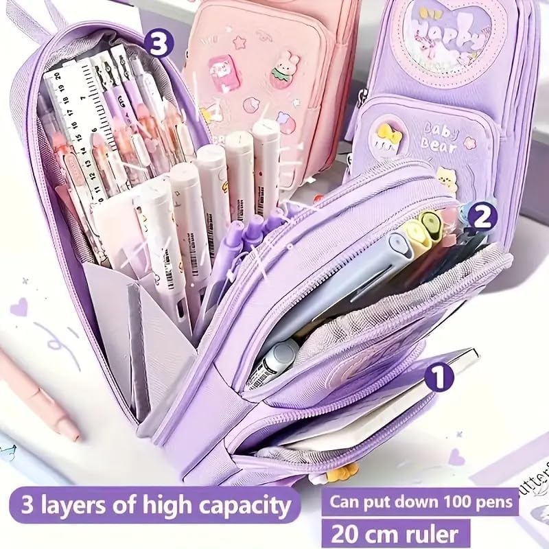 Image of Stylbase Pencil Box Suitcase for Boys & Girls | Hard School Pencil Case Geometry Box with Password Lock & Handle | Pencil Pouch for School Supplies Kids (Eminence)