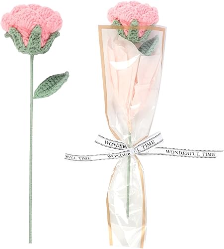 Ramo de flores de ganchillo con bolsa de regalo para novia, esposa, madre, mujer, día de la madre, cumpleaños, día de la madre