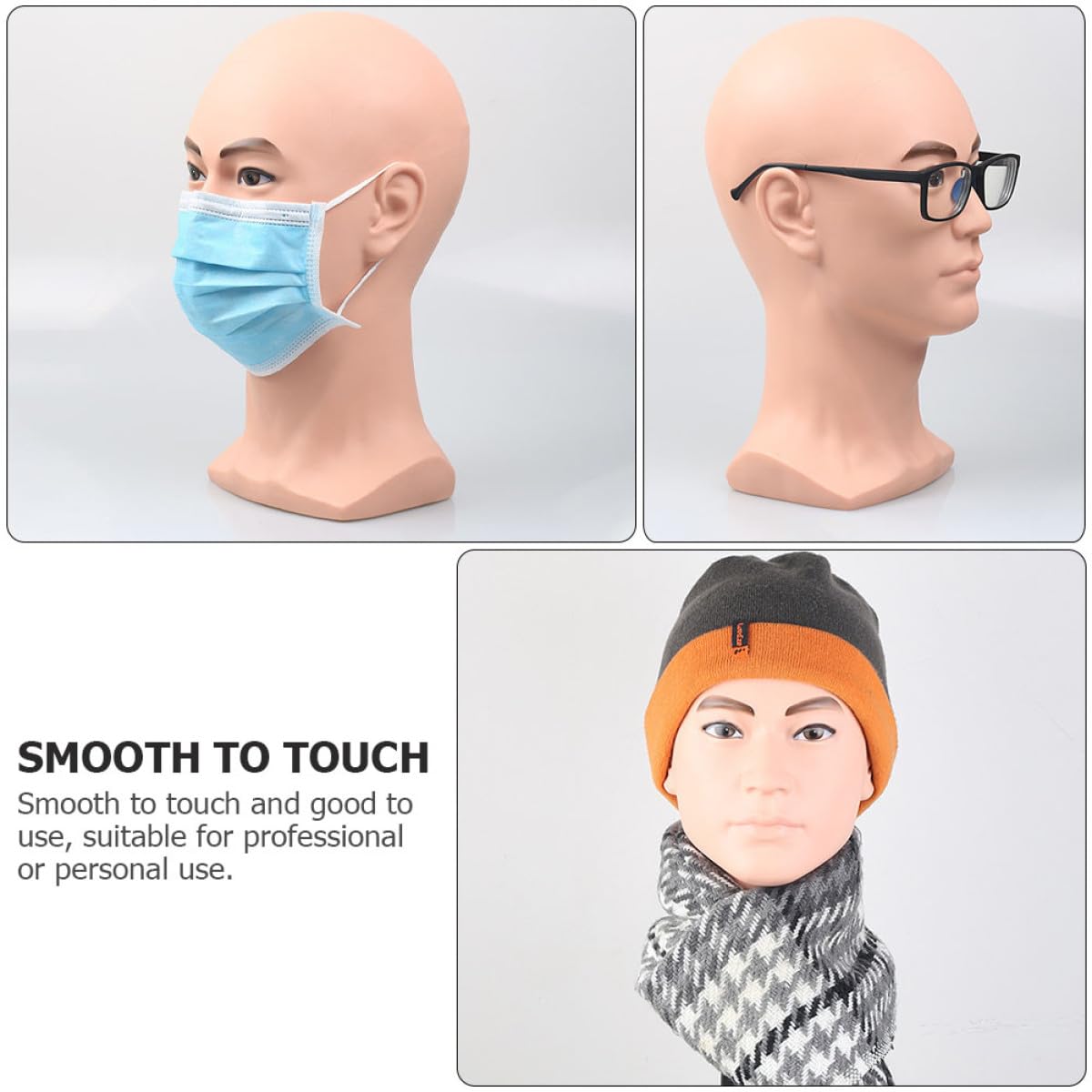 Ciieeo Mannequinkopfständer Glatzenkopf Modell aus Glattem Kunststoff Perücken und Hutdisplay für Salon und Zuhause Vielseitiger Perückenständer für Styling Trockenständer