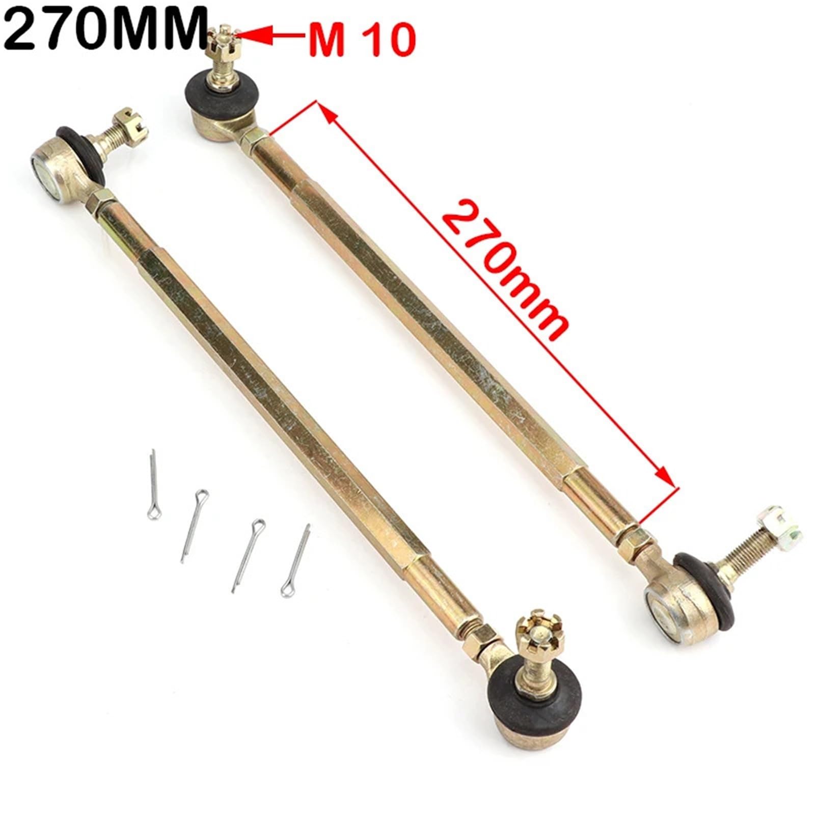 Ściągacz przegubu kulowego 1 para 200MM-270MM M10 Przegub kulowy drążka kierowniczego do modyfikacji 4-kołowego gokarta 50cc-250cc(270MM)