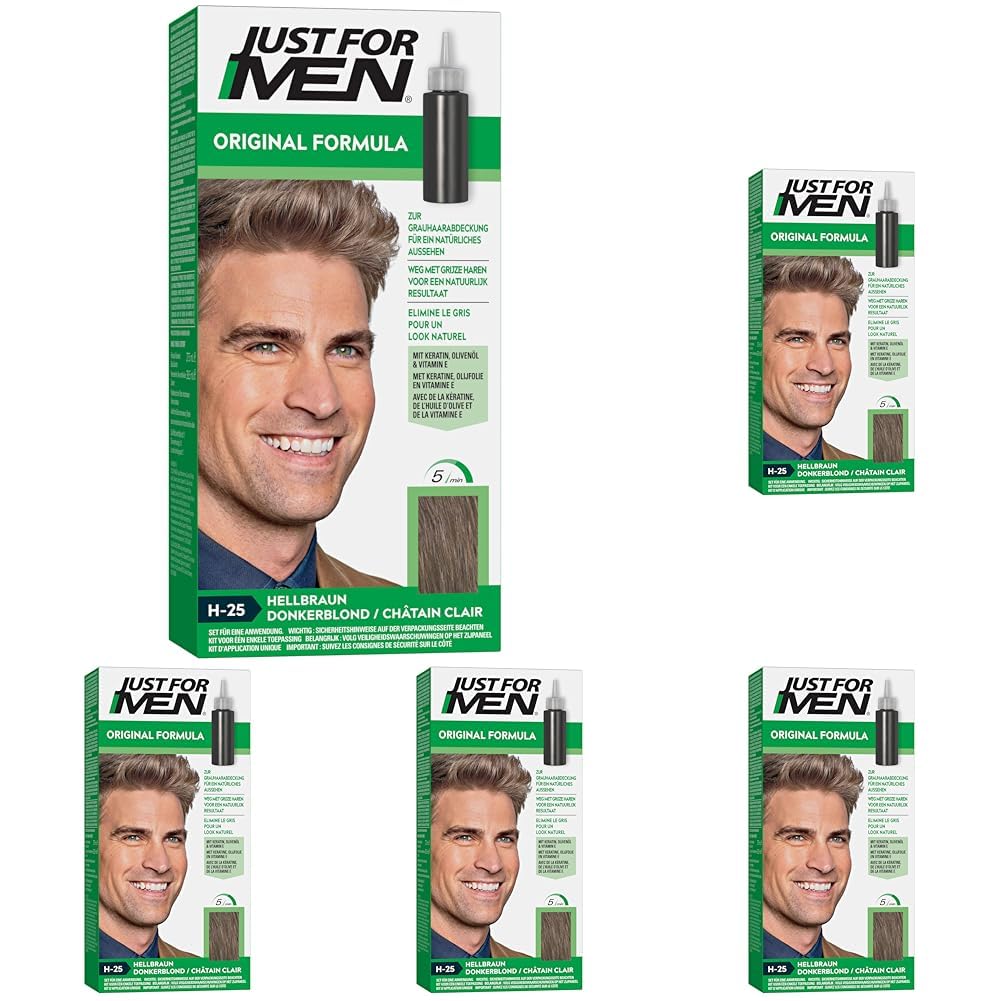 Nur For Men Original Formel Hellbraun Haarfarbe stellt die Natürliche Farbe Für Einen natürlichen Look, H25 (Packung mit 5)