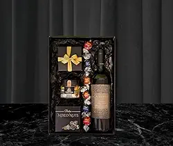 Cesta de Presente Com Vinho Black Gift Presente Aniversário Comemoração Homem Chefe Namorado Pai Corporativo