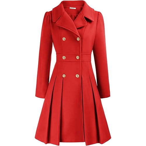 GRACE KARIN 2024 Women's Fashion Trench Coat Notch Lapel Double Breasted Thick A Line Pea Coats Jacket with Pockets(S-2XL)