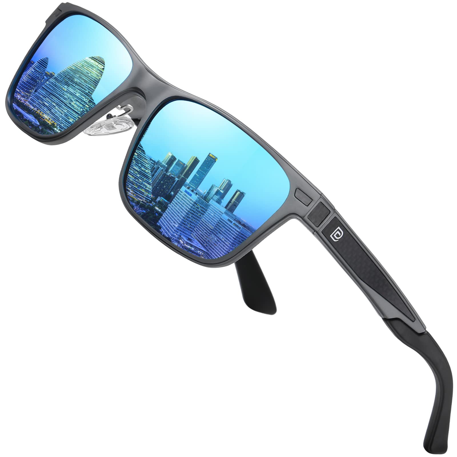 DUCO Polarized Sunglasses for Men Lightweight Carbon Fiber UV400 Protection Square Sun Glasses 8207