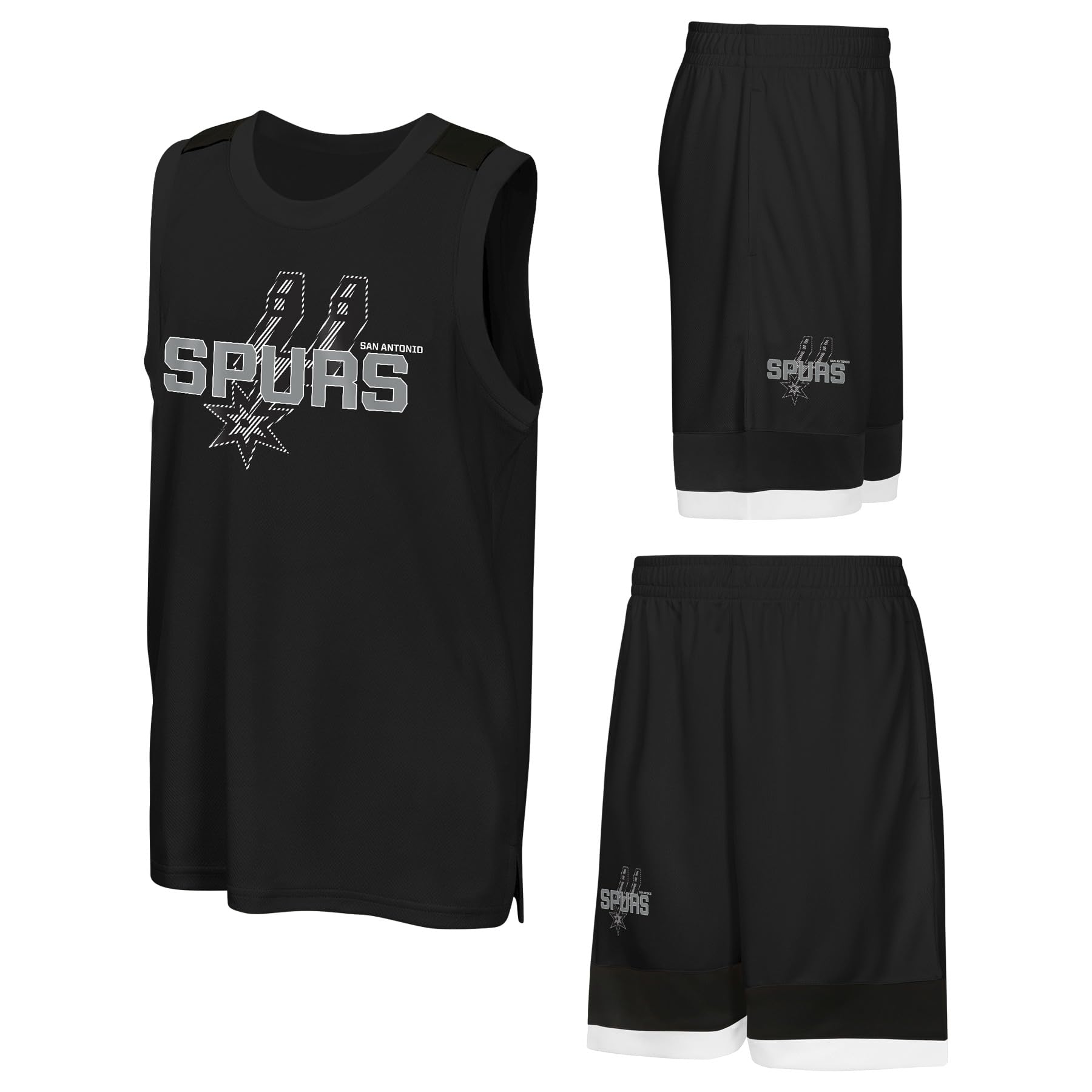 NBA Boys Poly Interlock Tank & Short Set, Black, 14-15 Years EU