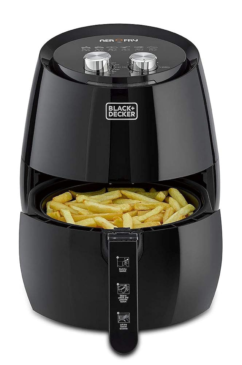 BLACK+DECKER 4.5L Rapid Air Convection Manual Aerofry Airfryer, Black - AF350-B5
