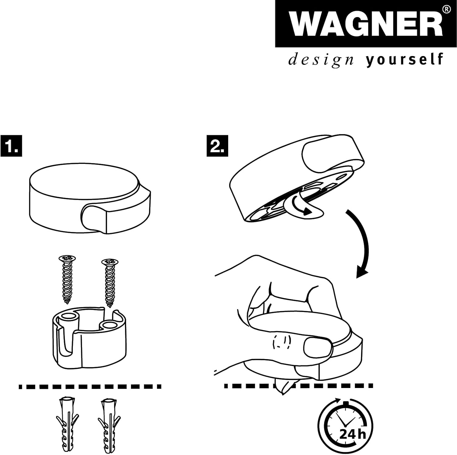 Wagner Doorstop Screw OR Glue Floor - Ø 1.97 x 2.17 x 0.67 in, Buffer Made of die-cast zinc with Stainless Steel Look + Soft Thermostatic Rubber, to be Screwed or glued on Floors - 15511111