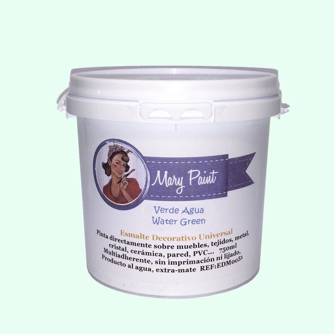 Mary Paint | Pintura para muebles efecto Chalk Paint, Verde Agua - 750ml