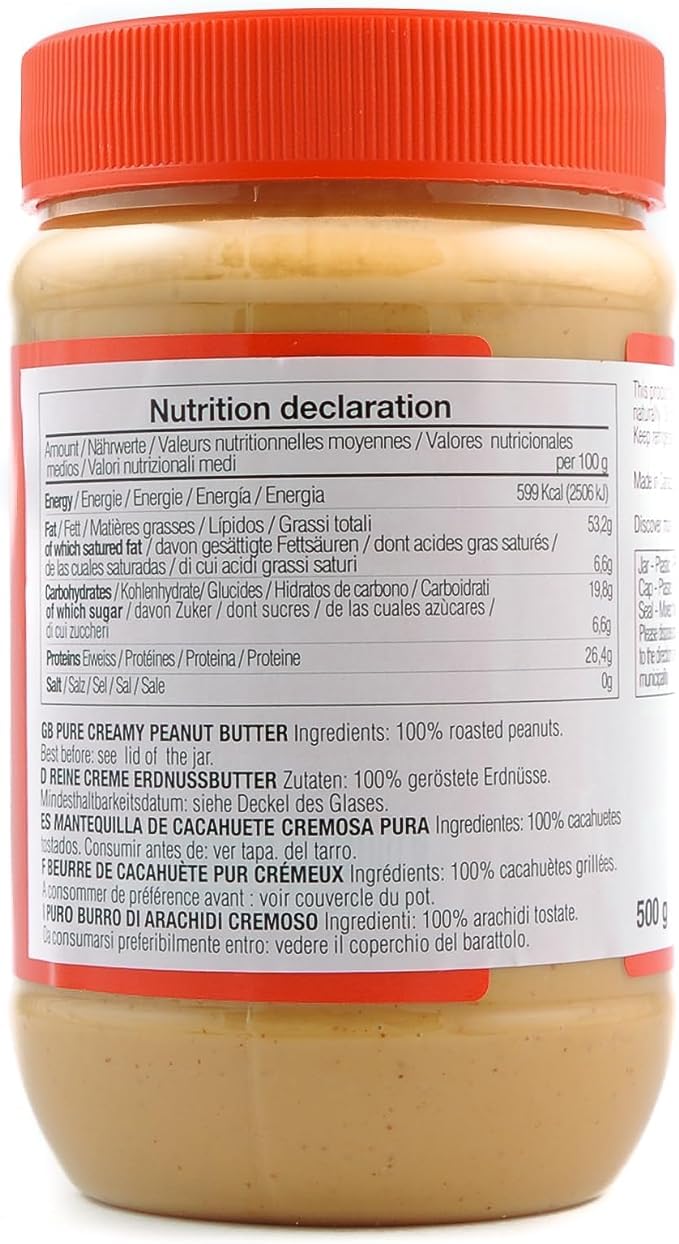 MapleFarm - 100% Puro Burro d'arachidi croccante 1 x 500g - Crema proteica e naturale - Crunchy peanut butter