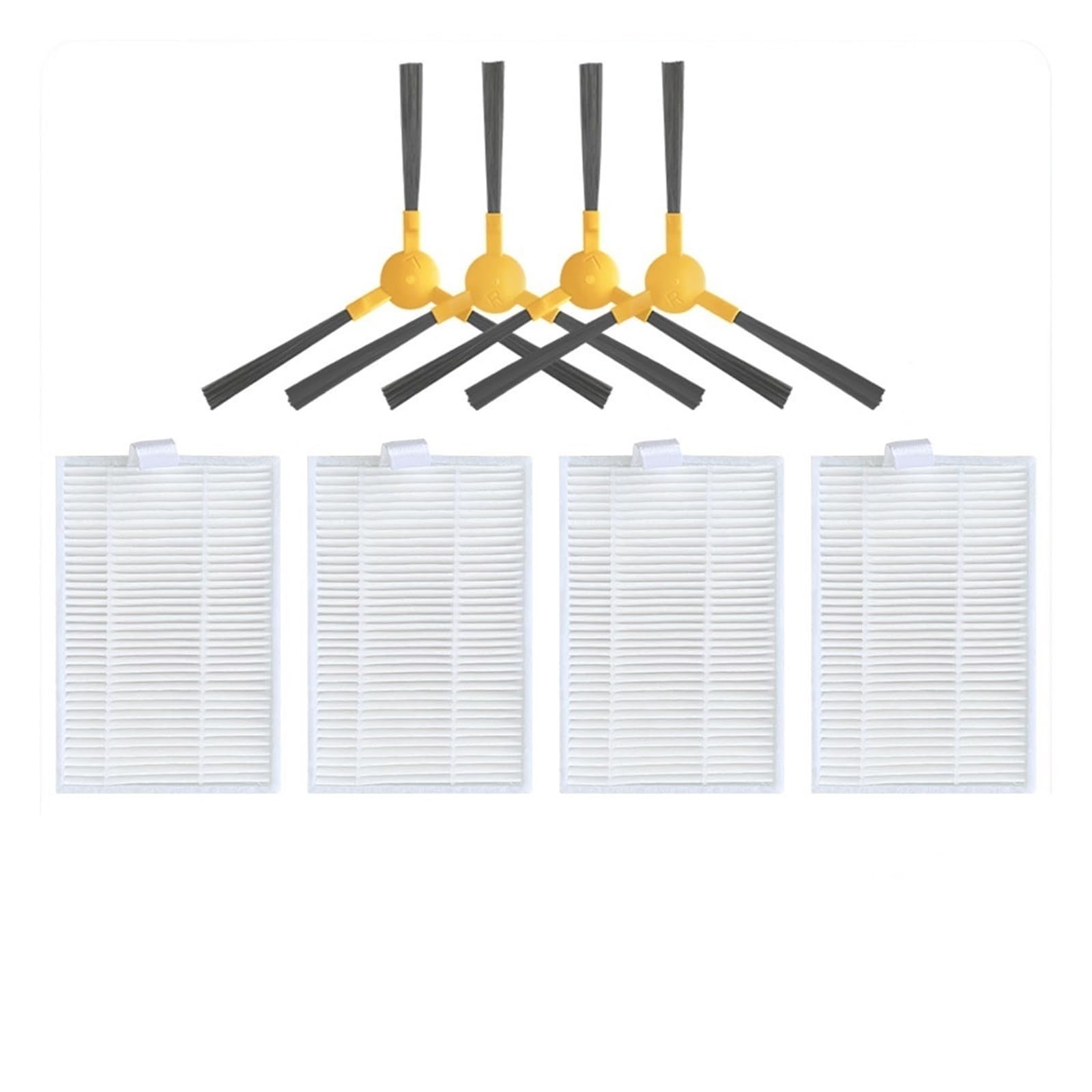 Kicici Accessories Compatible With ABIR X5 / X6 / X8 Genio Navi N600 Robotic Vacuum Cleaner 3-Arms Side Brush Hepa Filter Replacement Spare Parts(Set H)