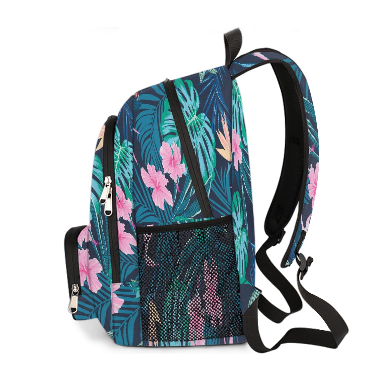 Mexpekil Sac à dos d'école léger pour garçons et filles, motif feuilles de palmier, fleurs tropicales, sac à dos pour ordinateur portable, sac à dos décontracté pour enfants et adolescents