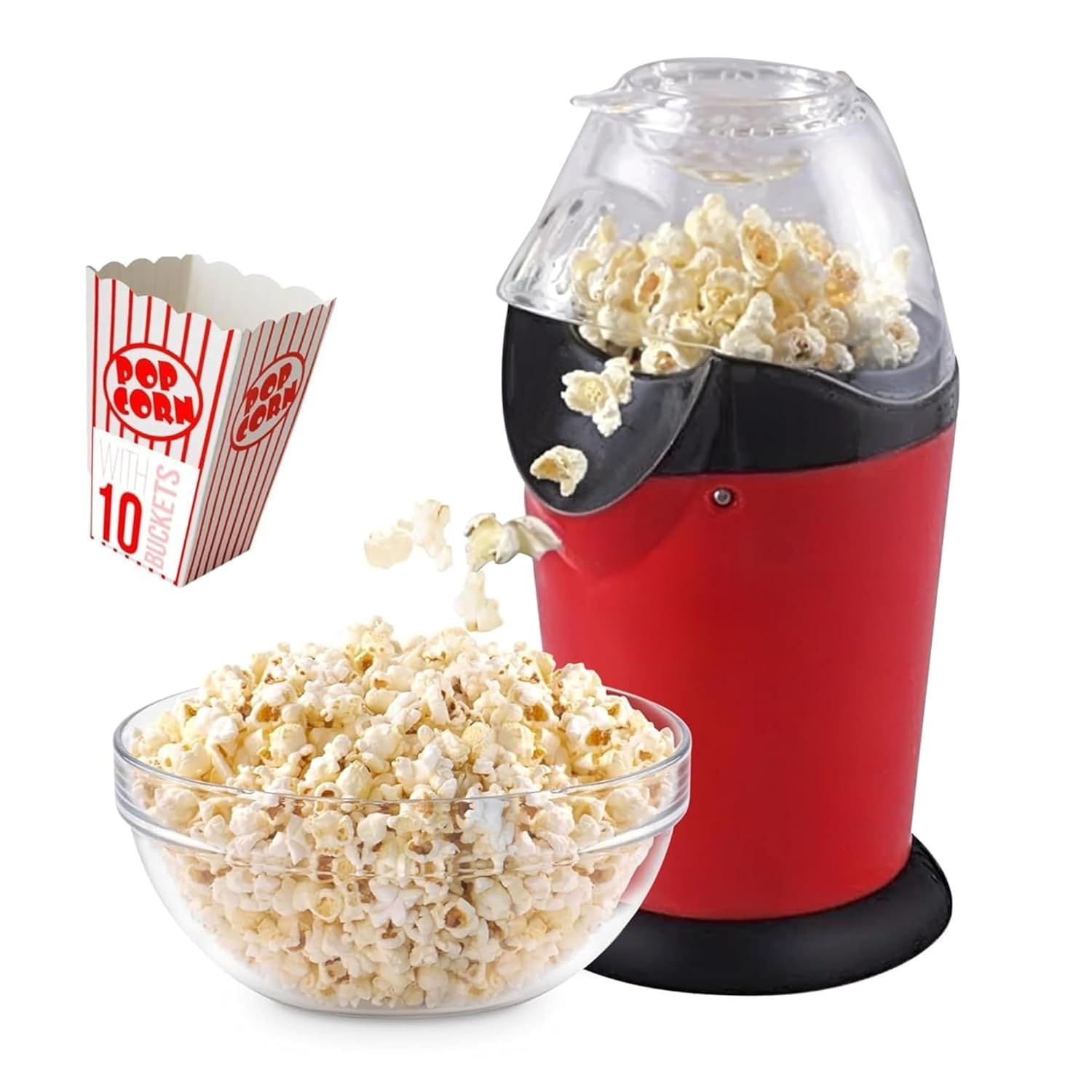 Electric Popcorn Maker Hot Air Popper Machine 1200W | Oil-Free, Healthy Snack Maker for Kids & Adults | Fast Popper for Home, Movie Nights, Parties | Easy One-Touch Operation (Style 2)-image-40