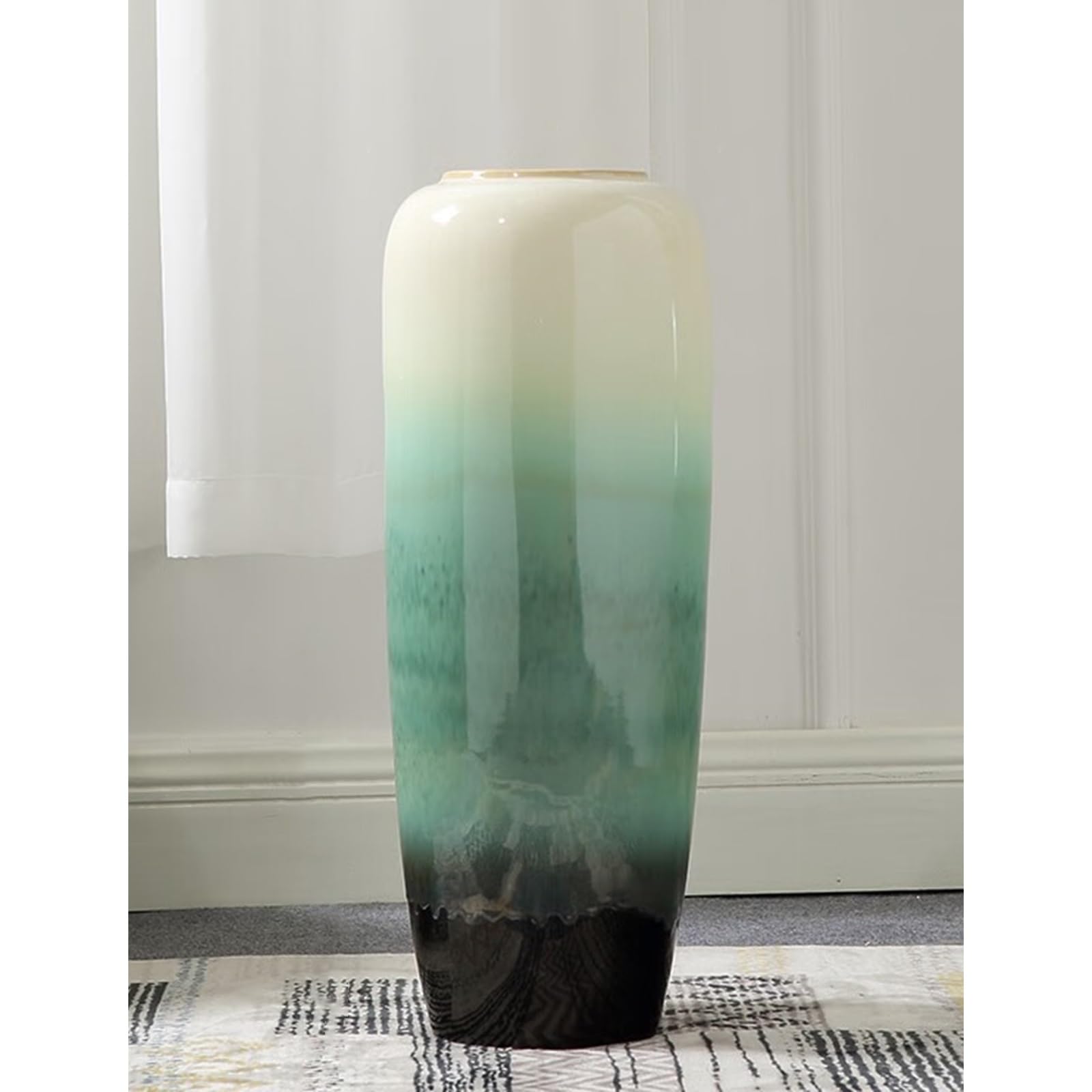 asdchZen Large Floor Vase, 27" Tall Flower Vase, Ceramic Decorative Vase For Living Room Modern Home Decor Bedroom Office Décor,Green-28inch
