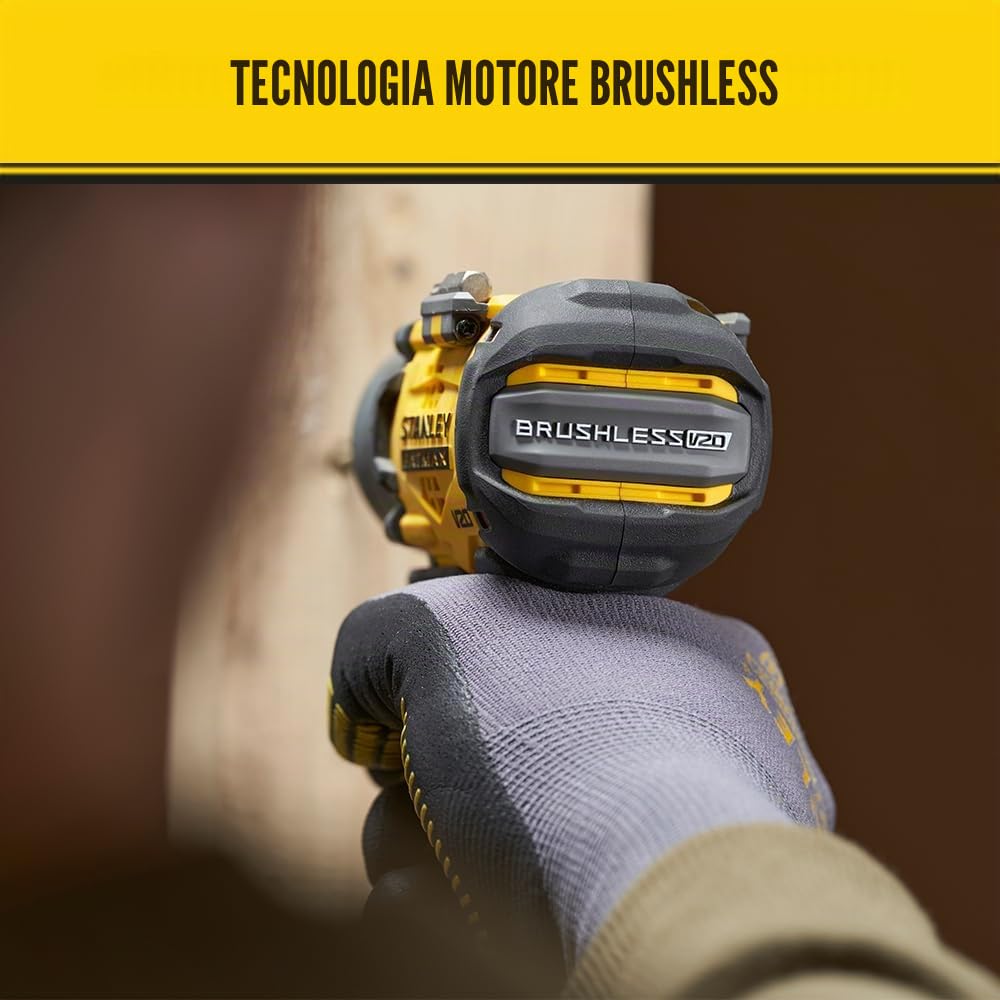 Visseuse a impacts BRUSHLESS 203 Nm - 18V - 3200 trs/min, 4200 cps/min, LED - Gamme V20 - STANLEY FATMAX, SFMCF830B-XJ