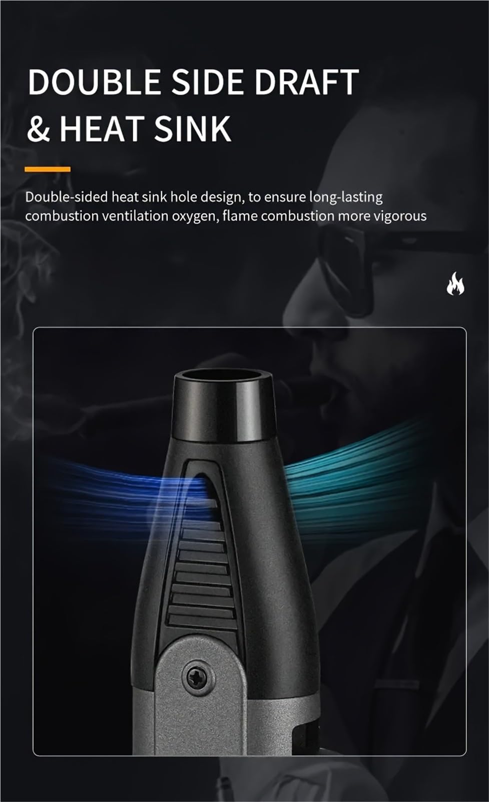 Lot de 5 briquets coupe-vent réglables au butane avec verrouillage de sécurité et allumage à 360 degrés pour le camping et la maison (carburant non inclus)