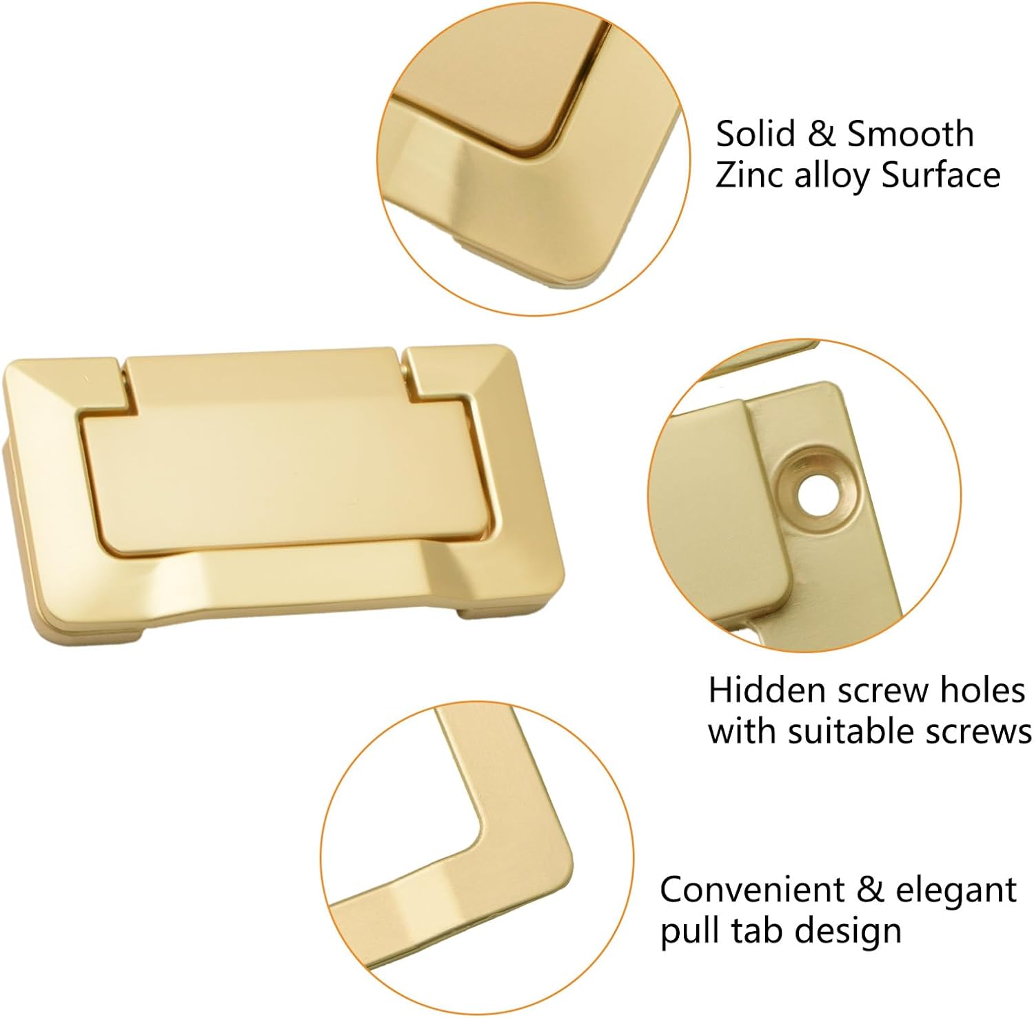 MOROBOR 8Pcs Pocket Doors Drawer Handles, Flush Pull Ring Handle Zinc Alloy Concealed Furniture Handle with Screws for Cabinets Wardrobes Drawers (Pearl Gold)