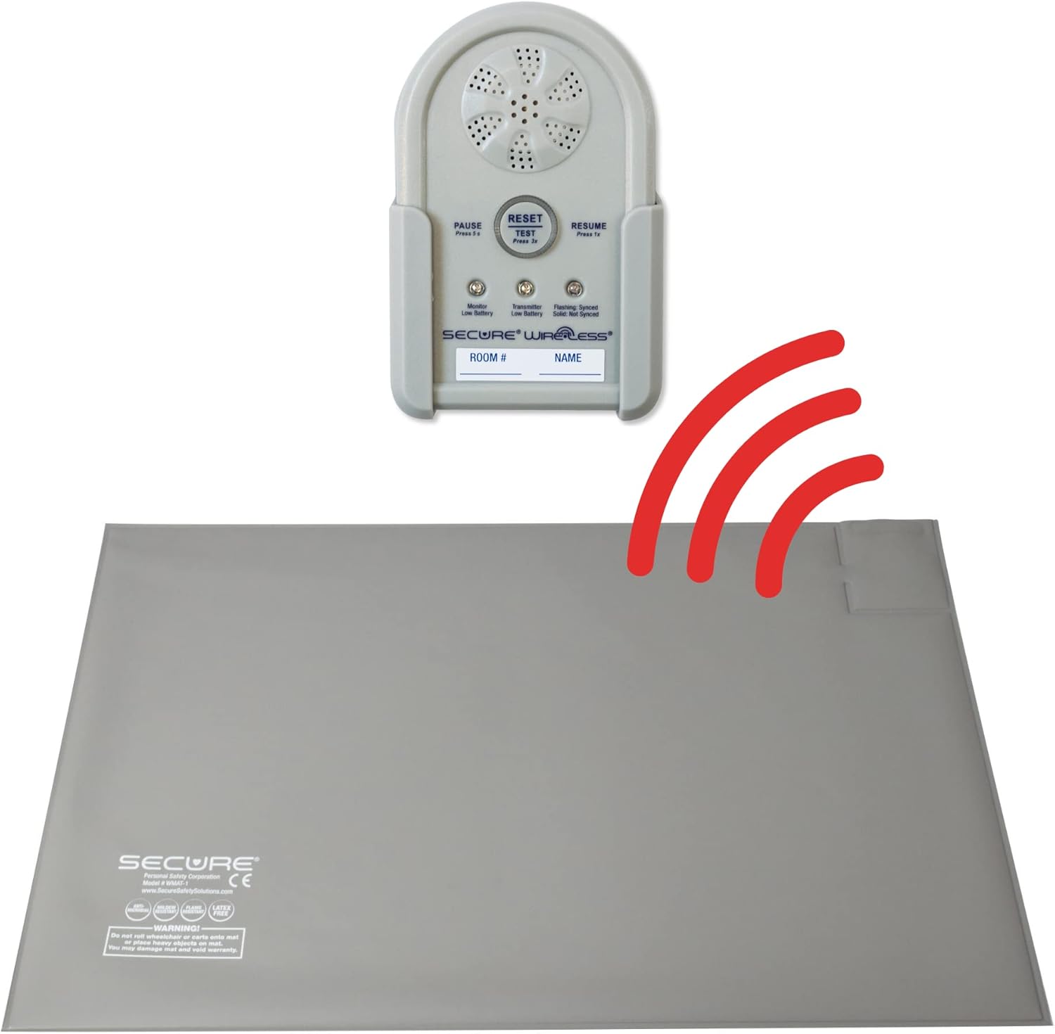 Secure Floor Mat Sensor Bed Alarm for Elderly Adults Wireless Alarm Monitor, Floor