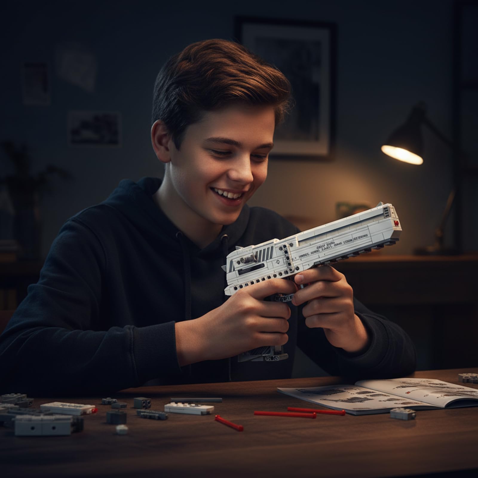 Reobrix 77001 Desert Eagle Model Zestaw do budowania, zabawka z funkcją fotografowania, wojskowe klocki dla nastolatków w wieku 14+ i dorosłych, 356 sztuk