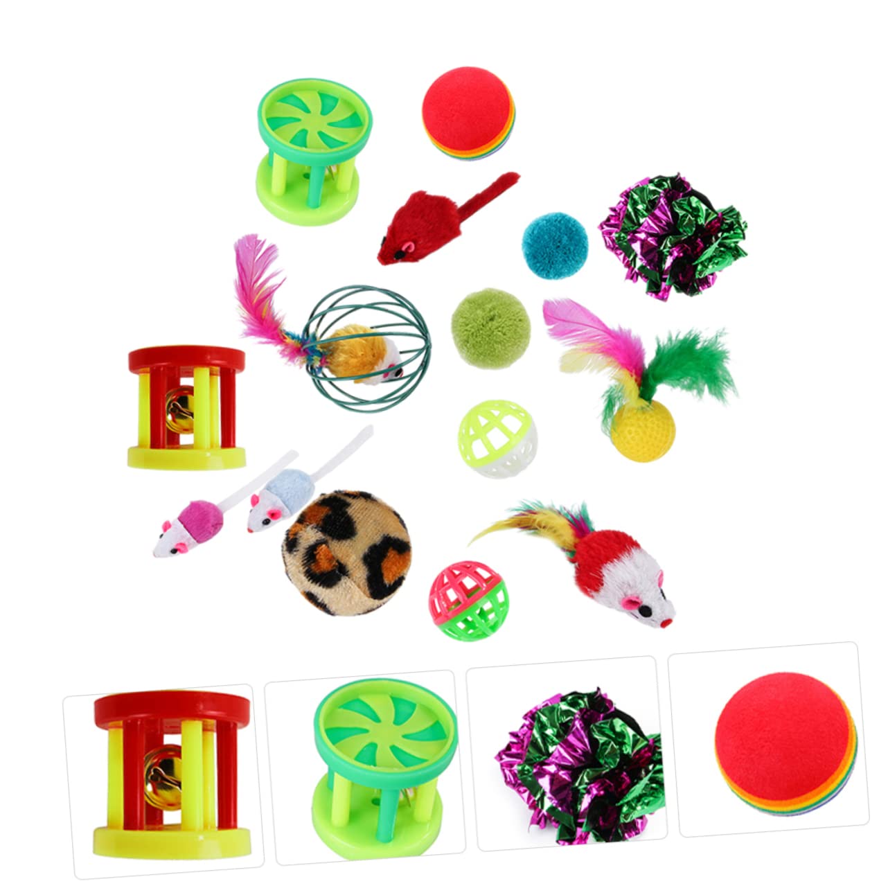 Happyyami 96stücke Teiliges Interaktives Katzenspielzeug Federn Und Glockenbällen Für Katzen Und Kätzchen Fördert Spiel Und Bewegung Schützt Möbel Und Sorgt Für Stundenlangen Spaß