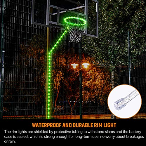 Waybelive LED Basketball Lights Set,Remote Control Basketball Rim&Pole LED Light, Change Color by Yourself, Waterproof,Super Bright to Play at Night Outdoors,Good Gift for Kids