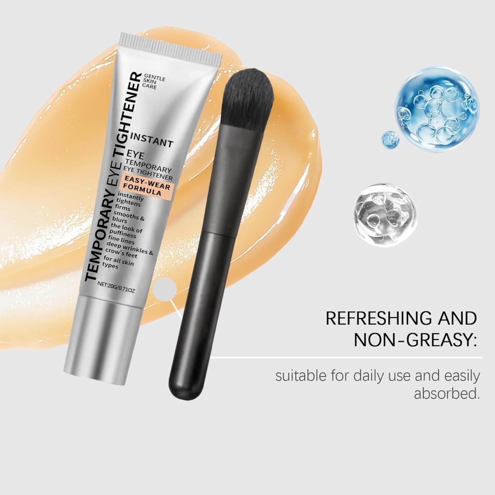 Perfection Eye Tightener, Crème Contour des Yeux – Effet Raffermissant Temporaire pour Poches et Rides, Lissage Instantané, Avec Pinceau Applicateur