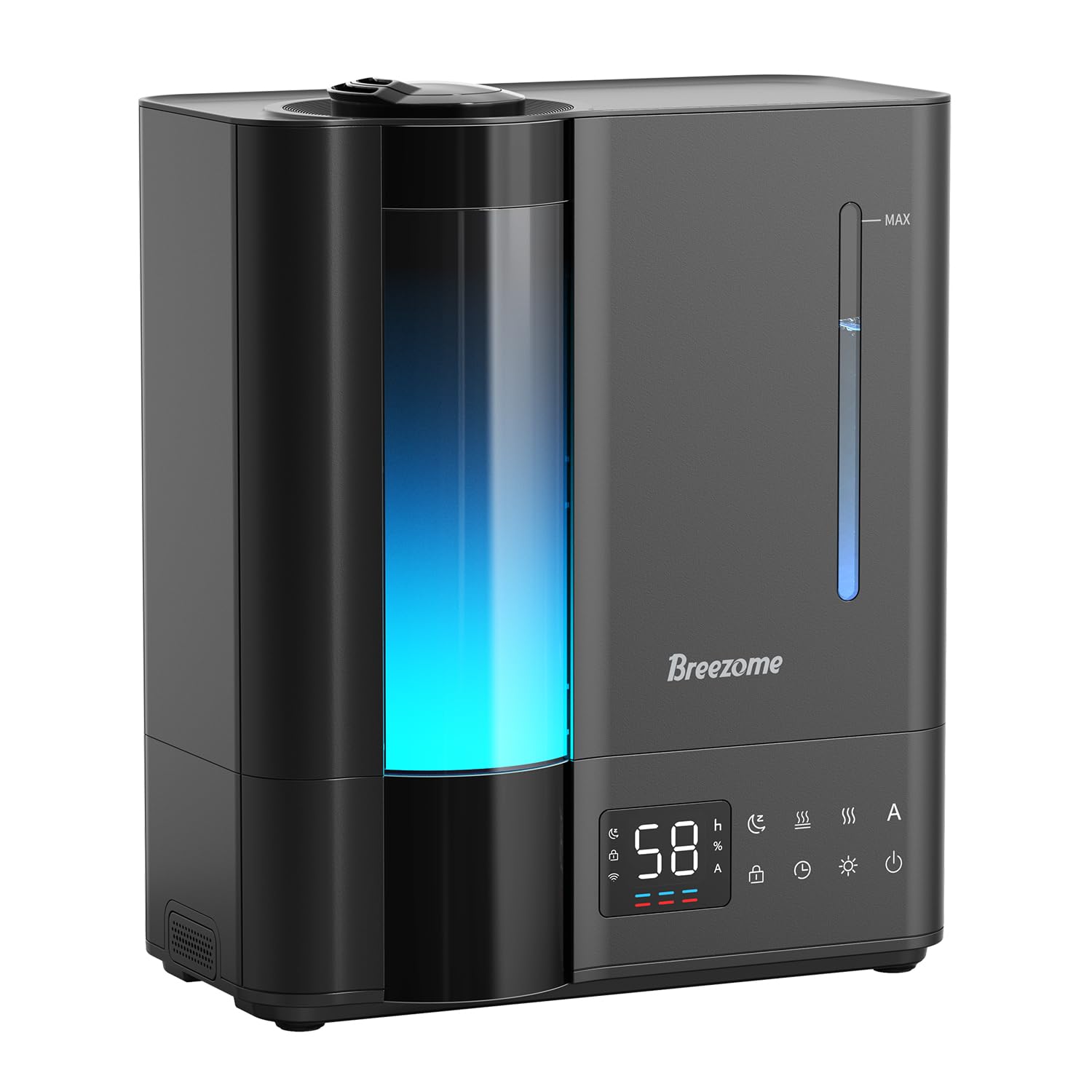 BREEZOME 8L Humidifiers for Bedroom, Warm & Cool Mist for Large Room Home, Top Fill Ultrasonic Humidifier, Humidity Sensor, Essential Oil, 60H Runtime, Quiet for Baby, Plants, Fast Relief